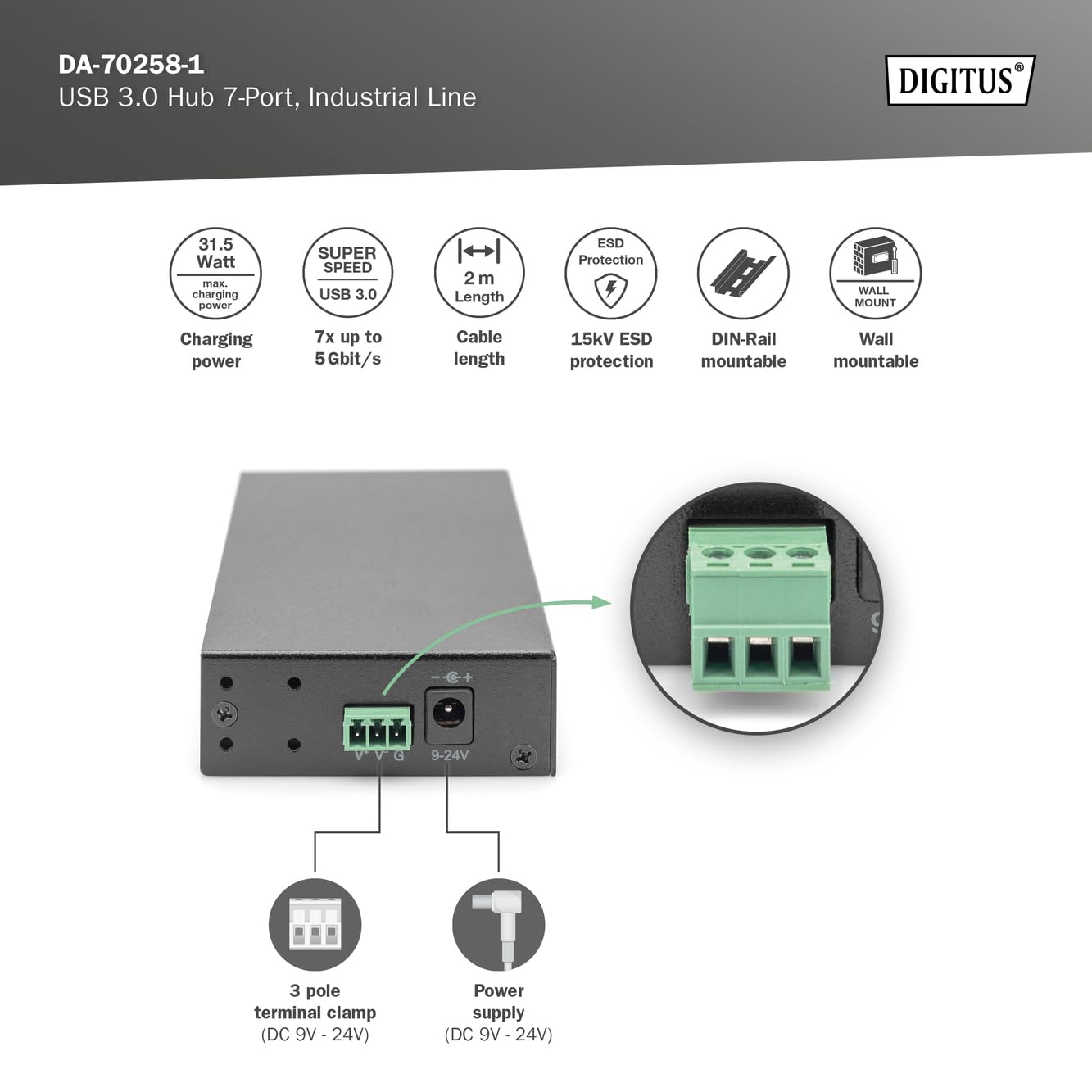 digitus-unique-industrial-usb-hub-7-port-usb-3-0-metall image 3