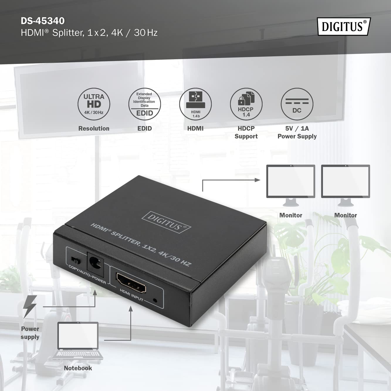digitus-unique-ds-45340-hdmi-splitter-1x2-4k-30hz image 3