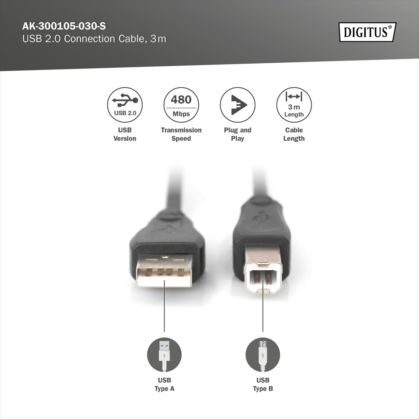 digitus-unique-usb-2-0-kabel-a-b-3-m-schwarz image 2