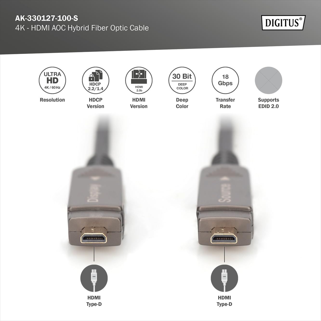 digitus-unique-glasfaser-hdmi-kabel-10m-uhd-4k-60hz-abnehmbare-stecker image 3
