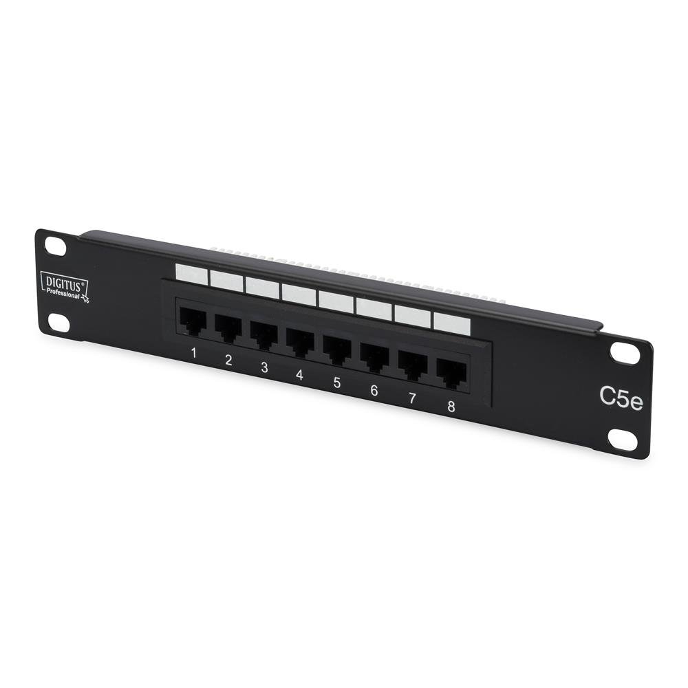 digitus-soho-cat5e-patchpanel-8-ports-rj45-10-zoll-1he-ungeschirmt-schwarz image 1