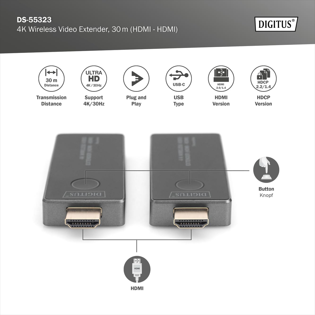 digitus-wireless-hdmi-extender-4k-30hz-30m-hdmi-hdmi image 2