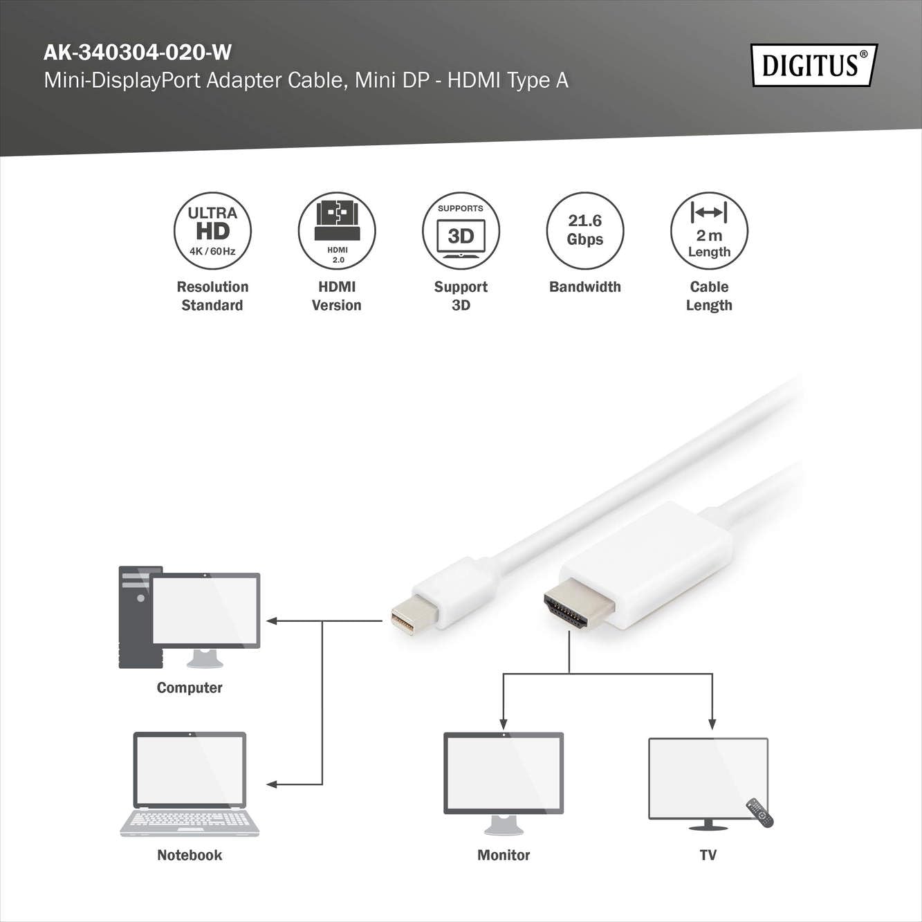digitus-unique-mini-dp-zu-hdmi-adapterkabel-2-m-wei-4k image 3
