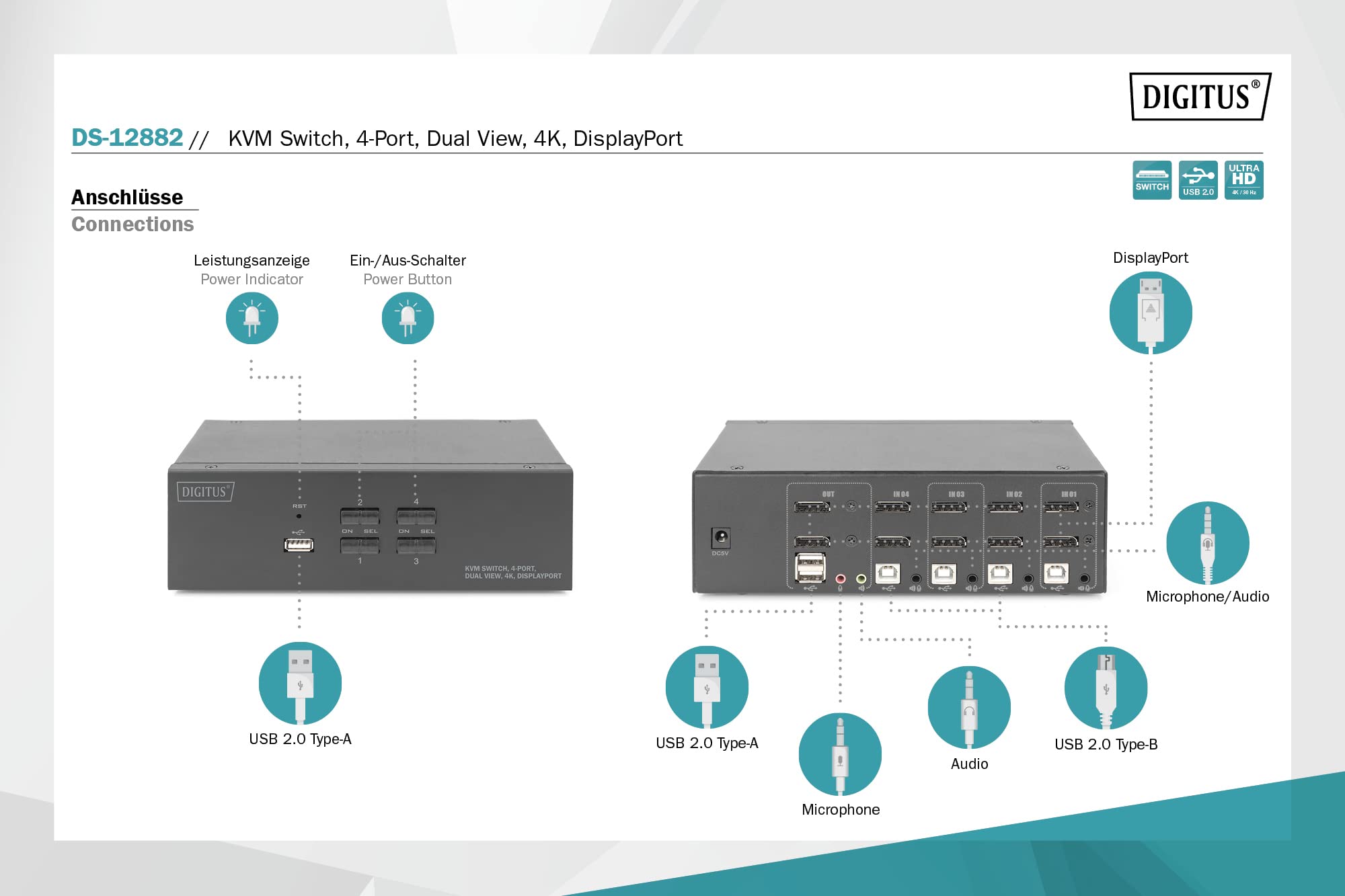 digitus-unique-4-port-dual-displayport-kvm-switch-4k-schwarz image 3