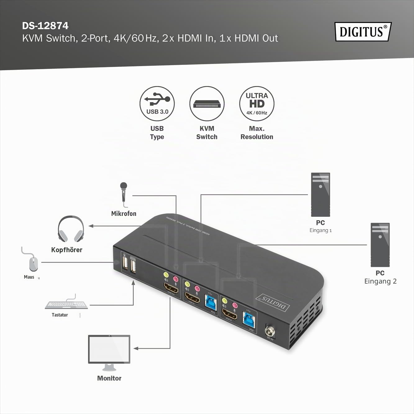 digitus-unique-kvm-switch-2x1-hdmi-4k-60hz-usb-hub image 4
