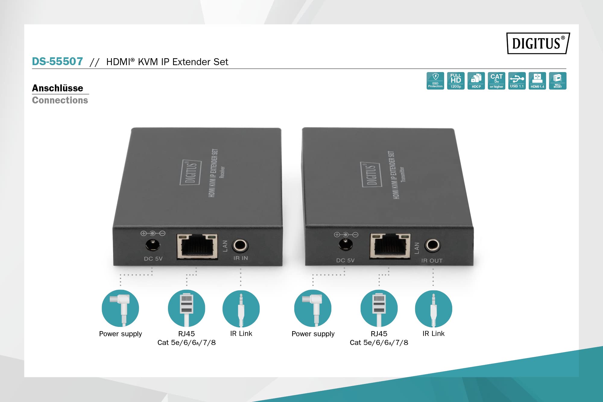 digitus-hdmi-kvm-ip-extender-set-full-hd-150m-cat image 2