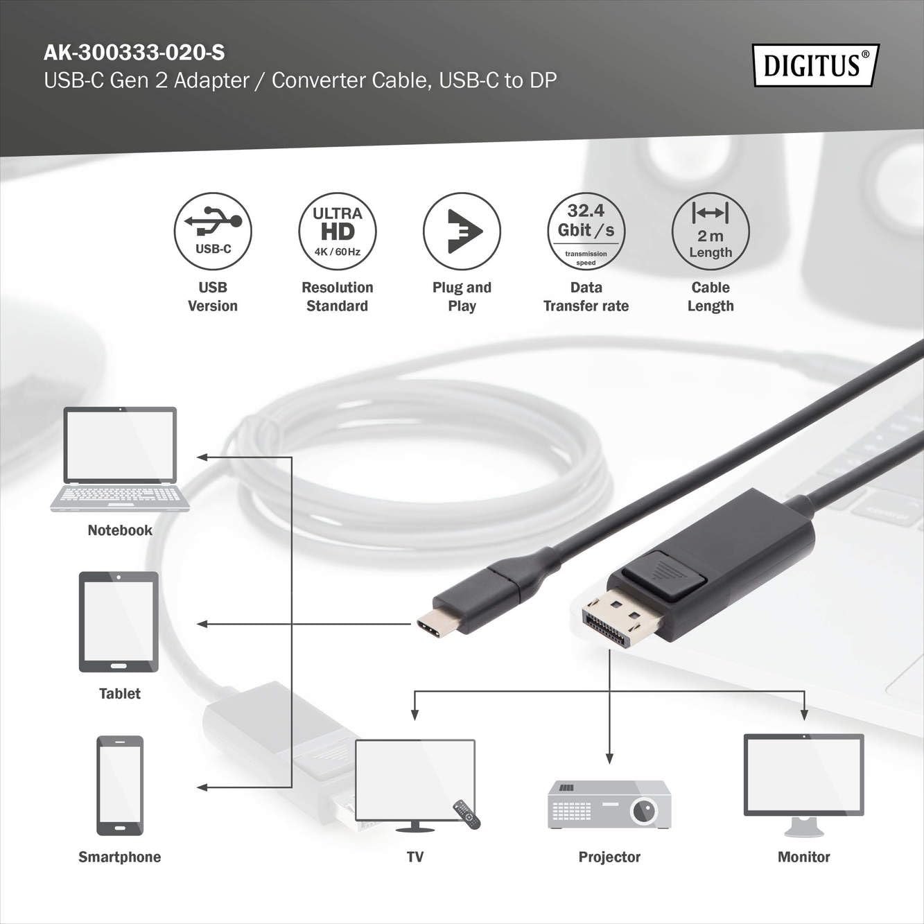 digitus-unique-usb-c-displayport-kabel-2-0m-schwarz-4k-60hz image 3