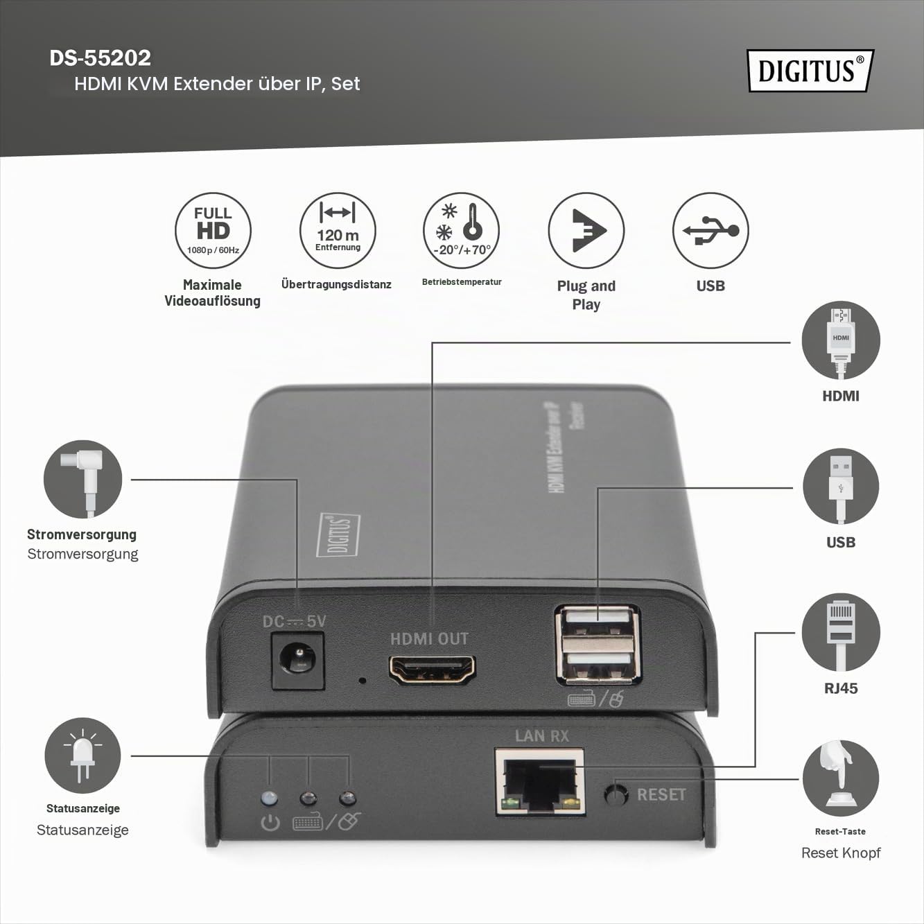 digitus-unique-hdmi-kvm-extender-full-hd-1080p-60-hz-bis-120-m-ber-lan-kabel image 2