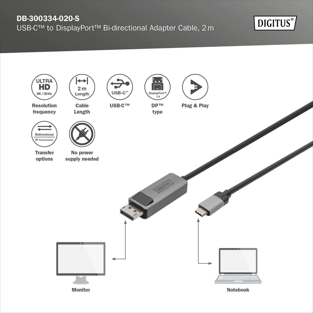digitus-unique-usb-c-zu-displayport-kabel-2m-8k-schwarz image 3