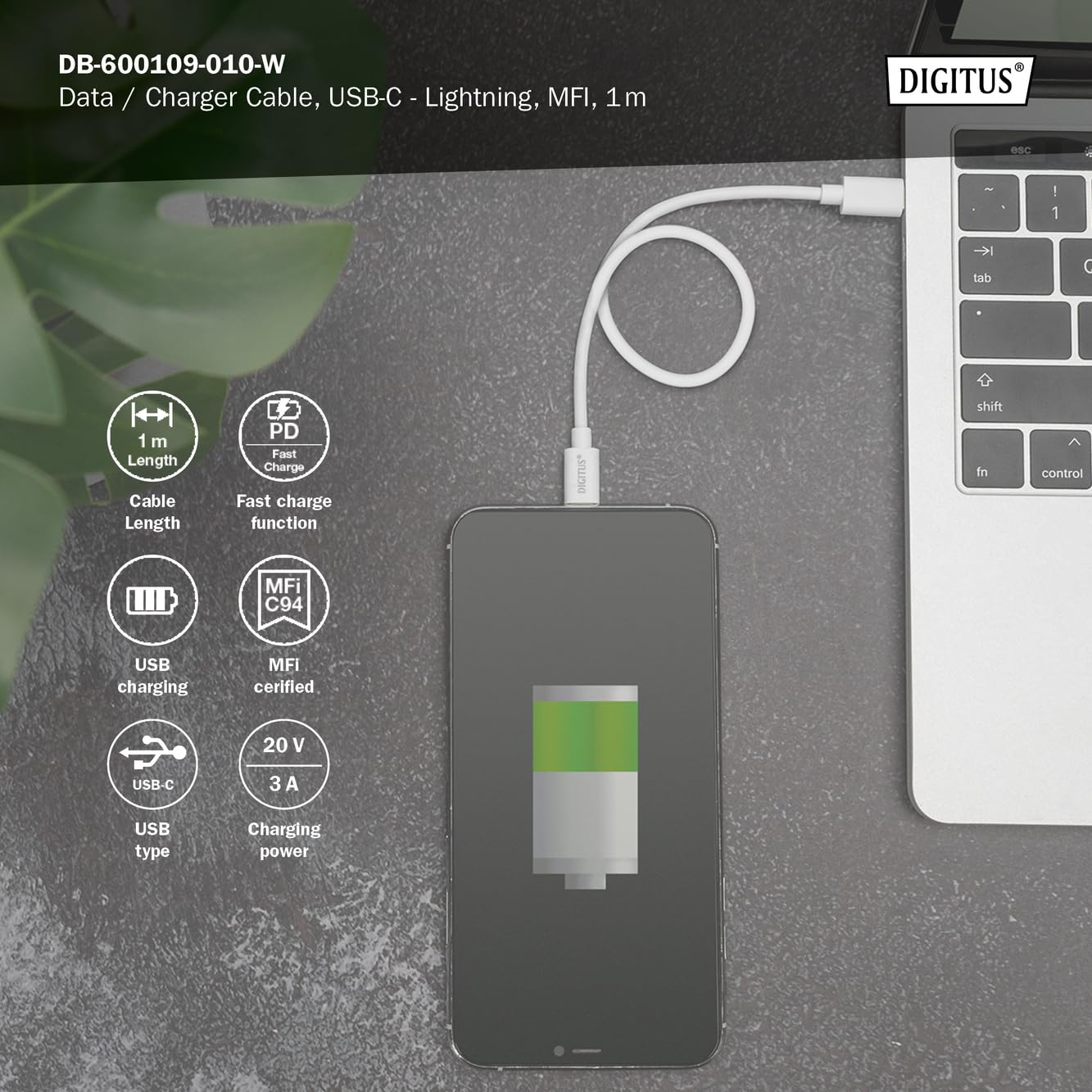 digitus-unique-usb-c-zu-lightning-kabel-1-m-60-w-ladekabel-mfi-zertifiziert-wei image 5
