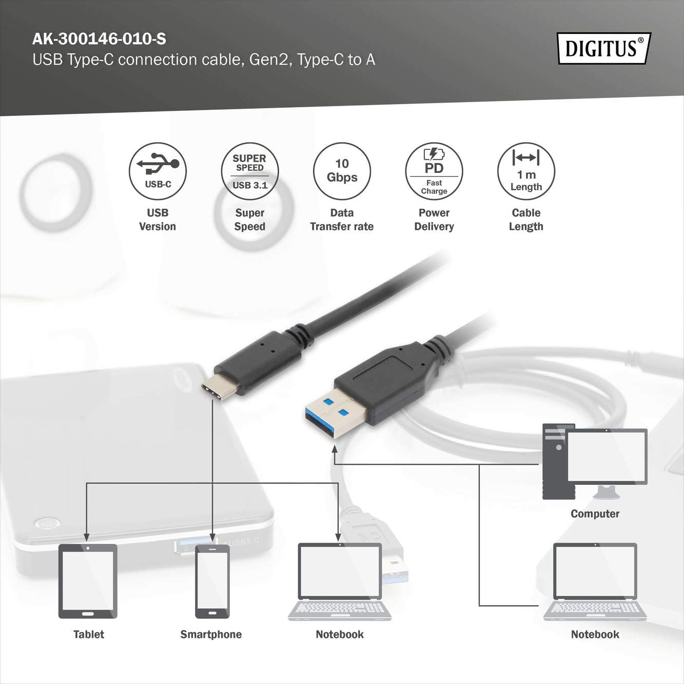 digitus-usb-3-2-gen2-kabel-1-m-usb-a-zu-c-10-gbit-s-3a image 3