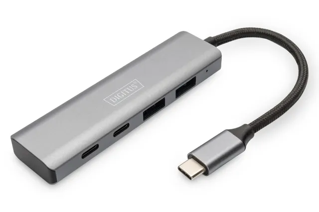 digitus-unique-da-70245-usb-hub-4-port-2x-usb-a-2x-usb-c-10-gbit-s-dunkelgrau image 1