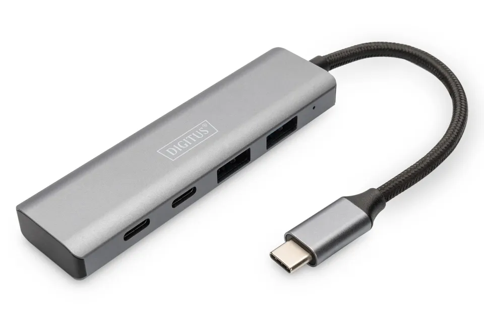 digitus-unique-da-70245-usb-hub-4-port-2x-usb-a-2x-usb-c-10-gbit-s-dunkelgrau image 1