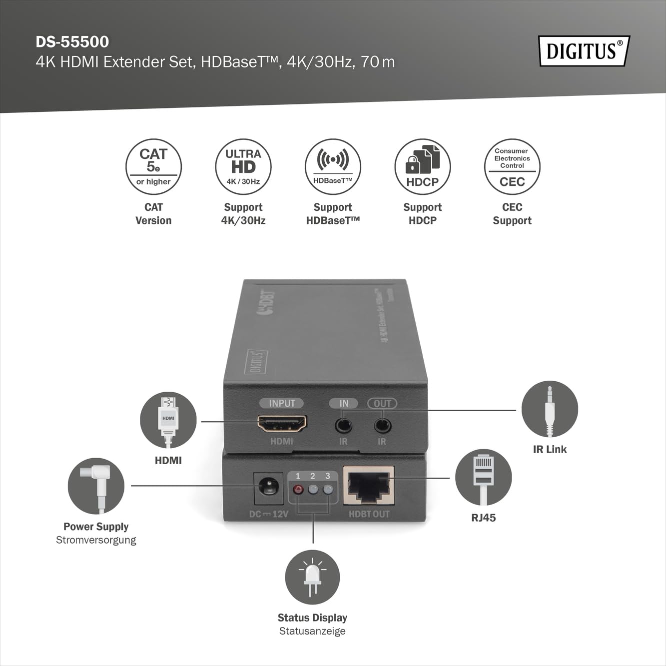 digitus-4k-hdmi-extender-set-hdbaset-70m-cat6-ir image 3