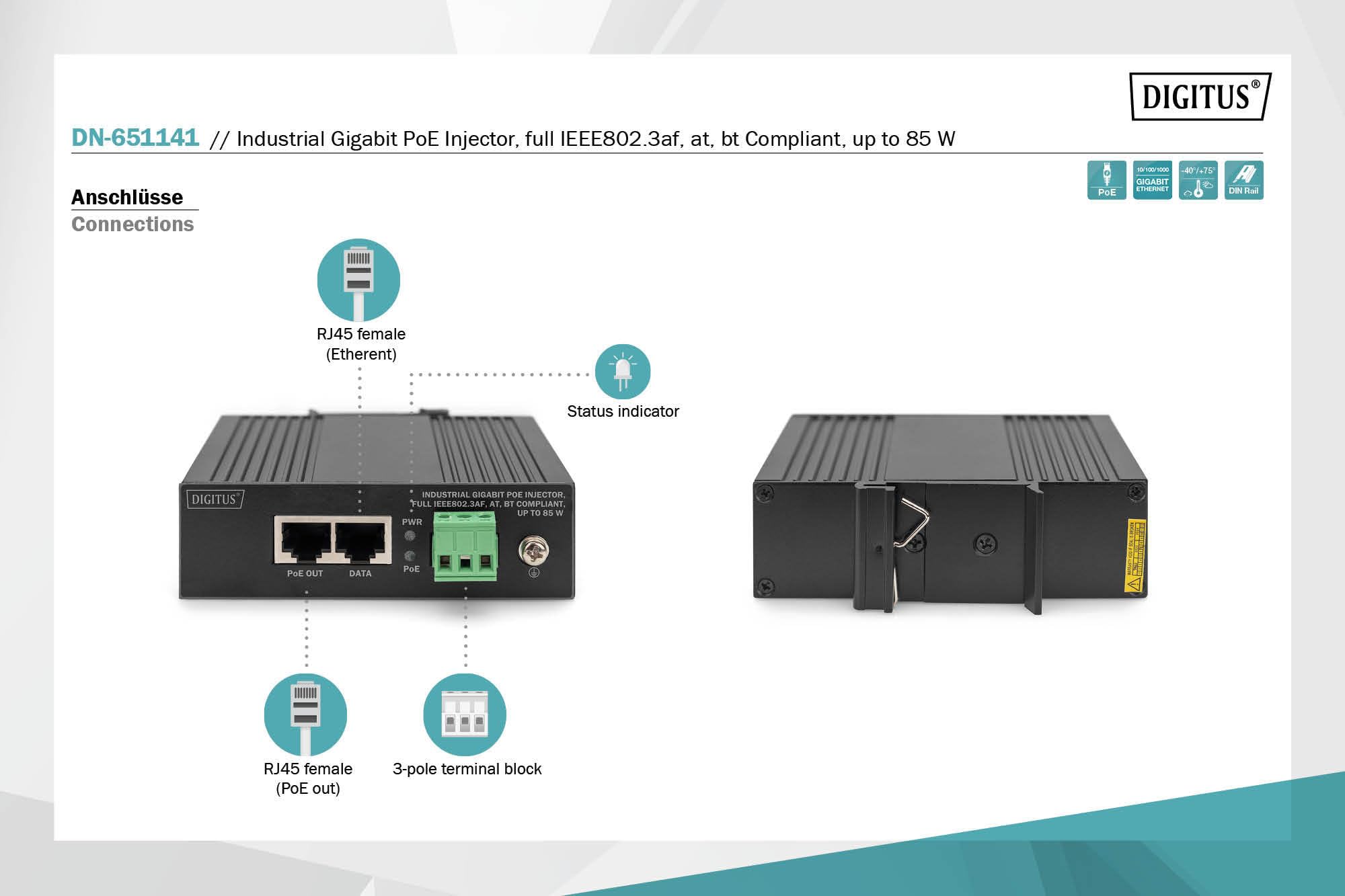 digitus-unique-dn-651141-poe-injektor-85w-gigabit image 2
