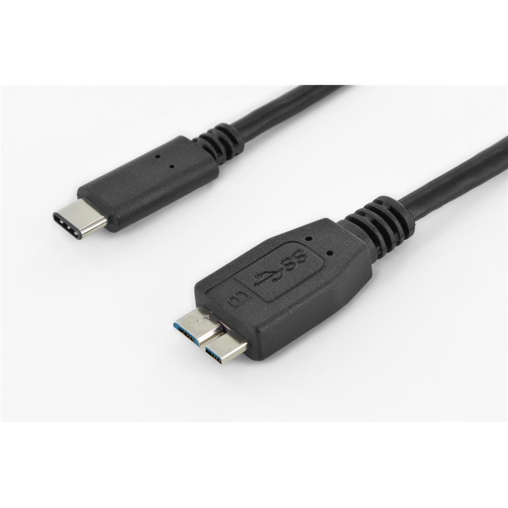 digitus-usb-3-0-anschlusskabel-typ-c-auf-micro-b-1-m-superspeed-5-gbit-s-schwarz image 1