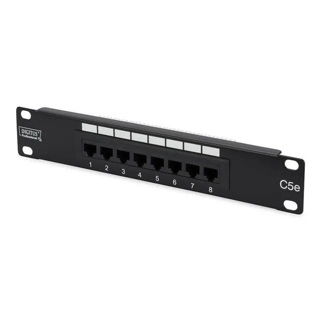 digitus-soho-cat5e-patchpanel-8-ports-rj45-10-zoll-1he-ungeschirmt-schwarz image 1