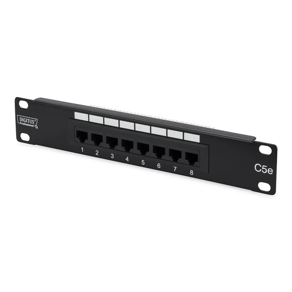 digitus-soho-cat5e-patchpanel-8-ports-rj45-10-zoll-1he-ungeschirmt-schwarz image 1