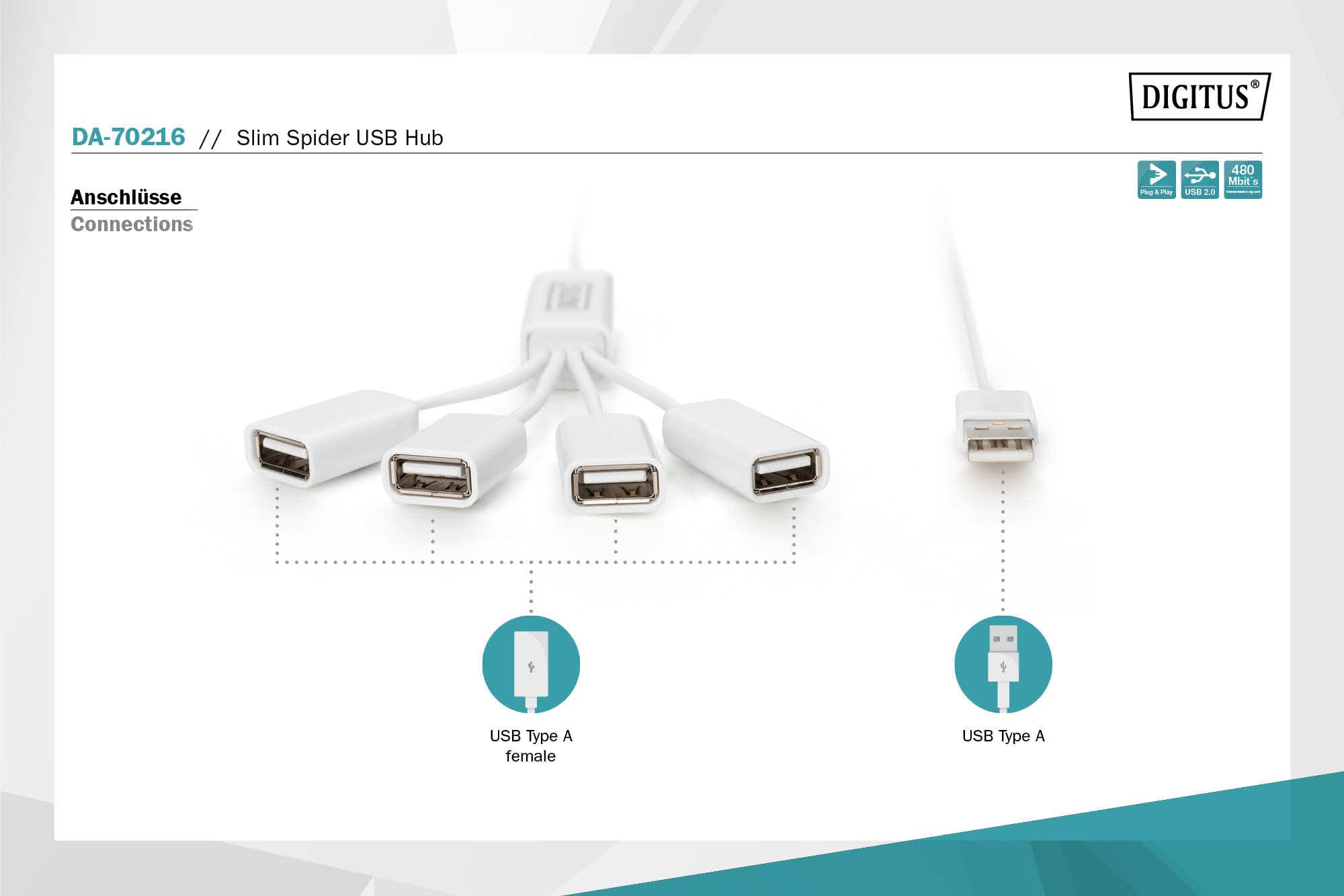 digitus-unique-spider-usb-hub-4-port-usb-2-0-wei-1-m-kabel image 2