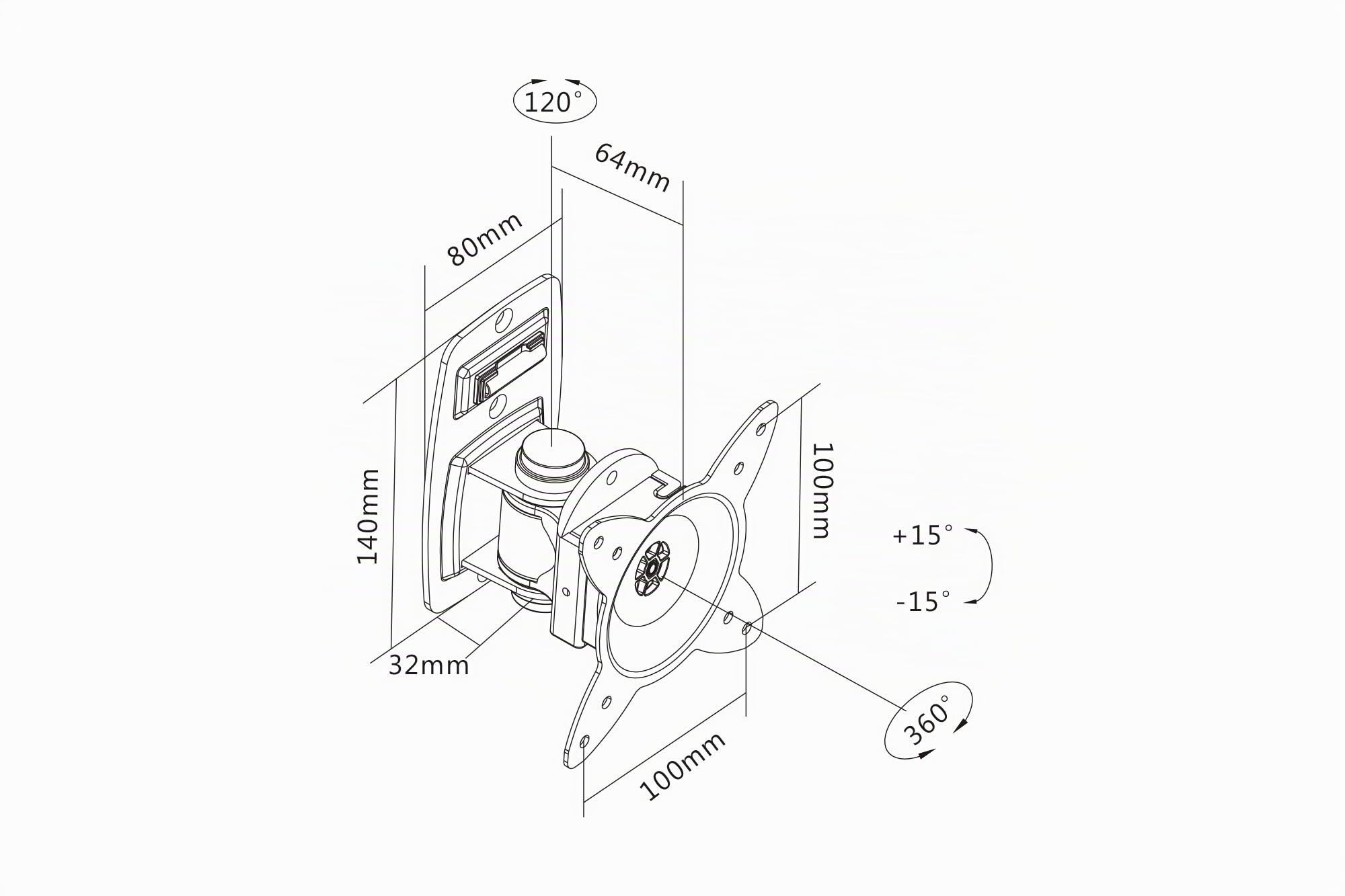digitus-unique-monitor-wandhalterung-bis-27-zoll-schwenkbar image 3