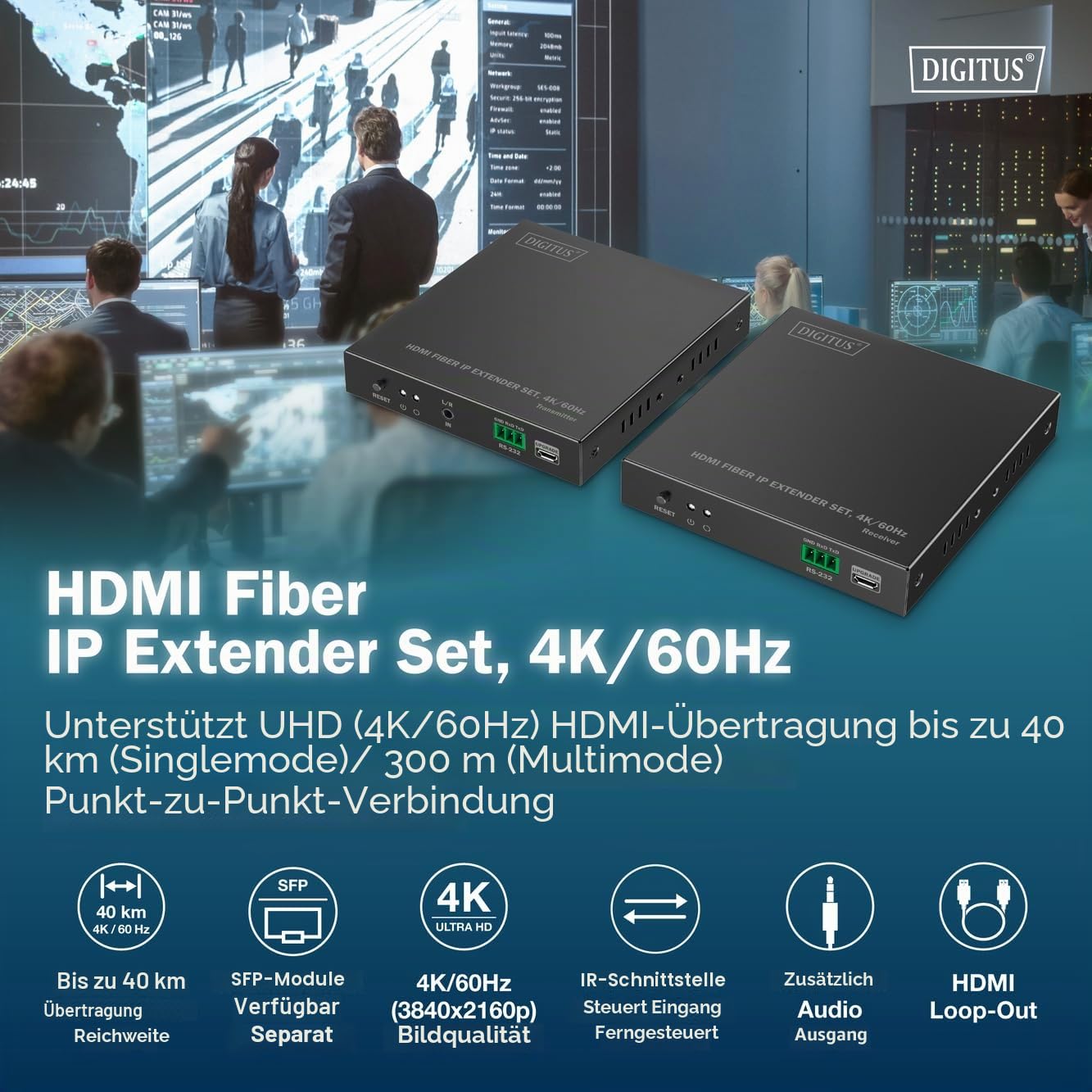 digitus-hdmi-extender-fiber-ip-uhd-4k-60hz-ber-glasfaserkabel image 2