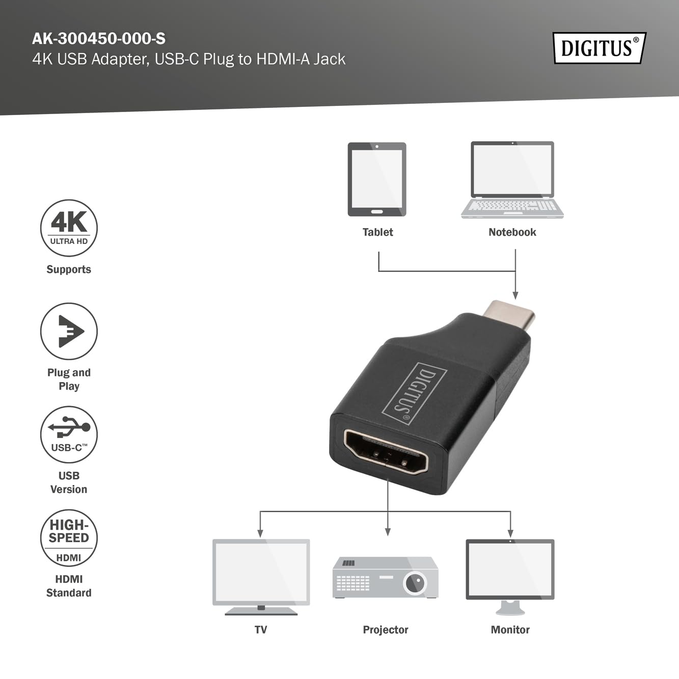 digitus-usb-c-zu-hdmi-adapter-4k-30hz-arc-schwarz image 2