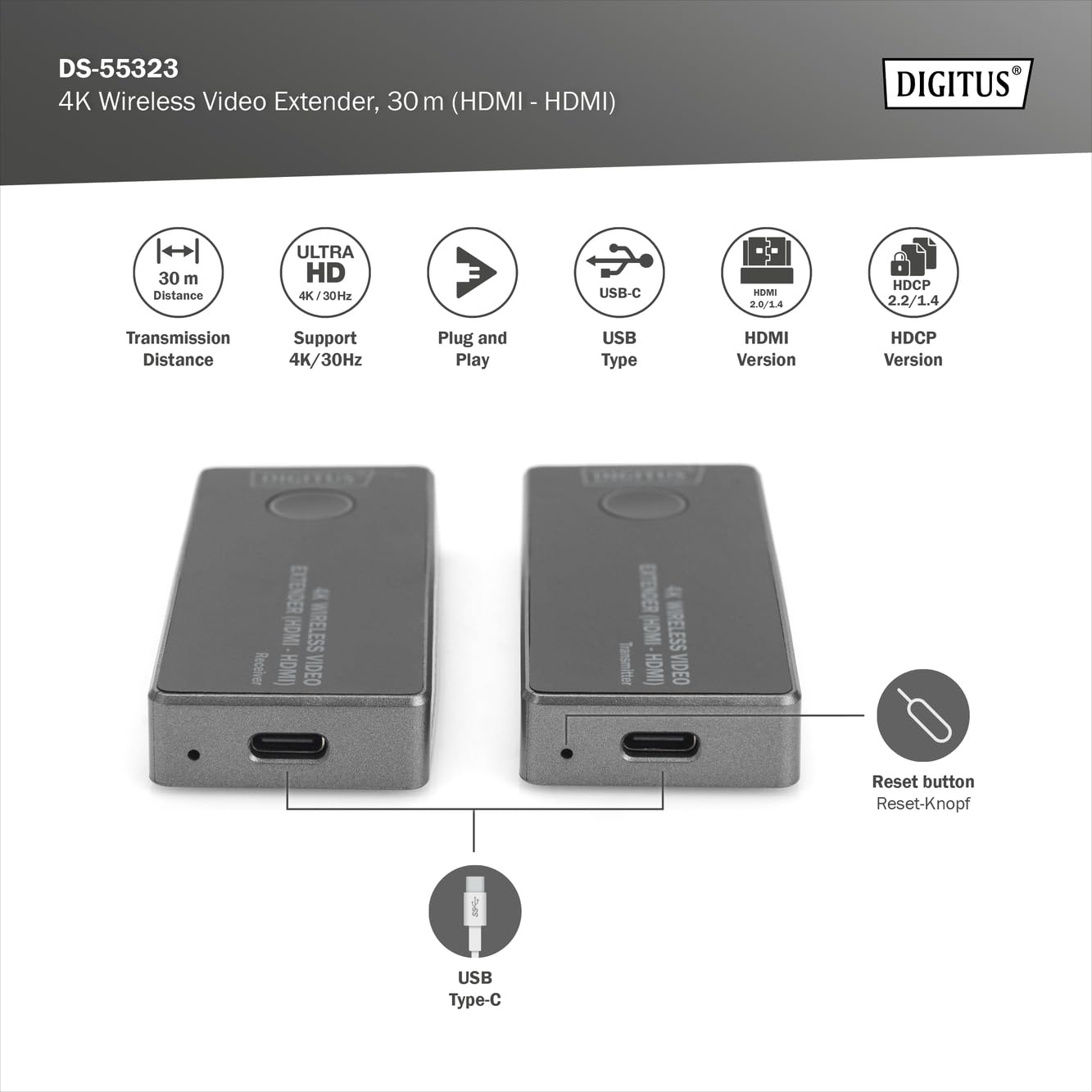 digitus-wireless-hdmi-extender-4k-30hz-30m-hdmi-hdmi image 3